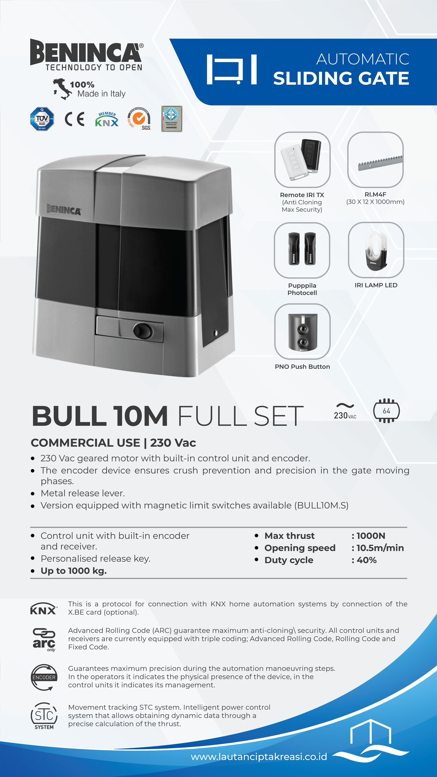 Beninca Bull 10 M ( 1 Ton Capacity )